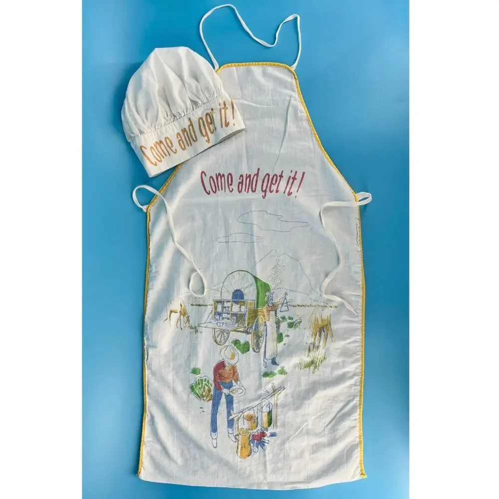 Vintage Apron & Chef Hat Pravin Western Cowboy Come and Get It
